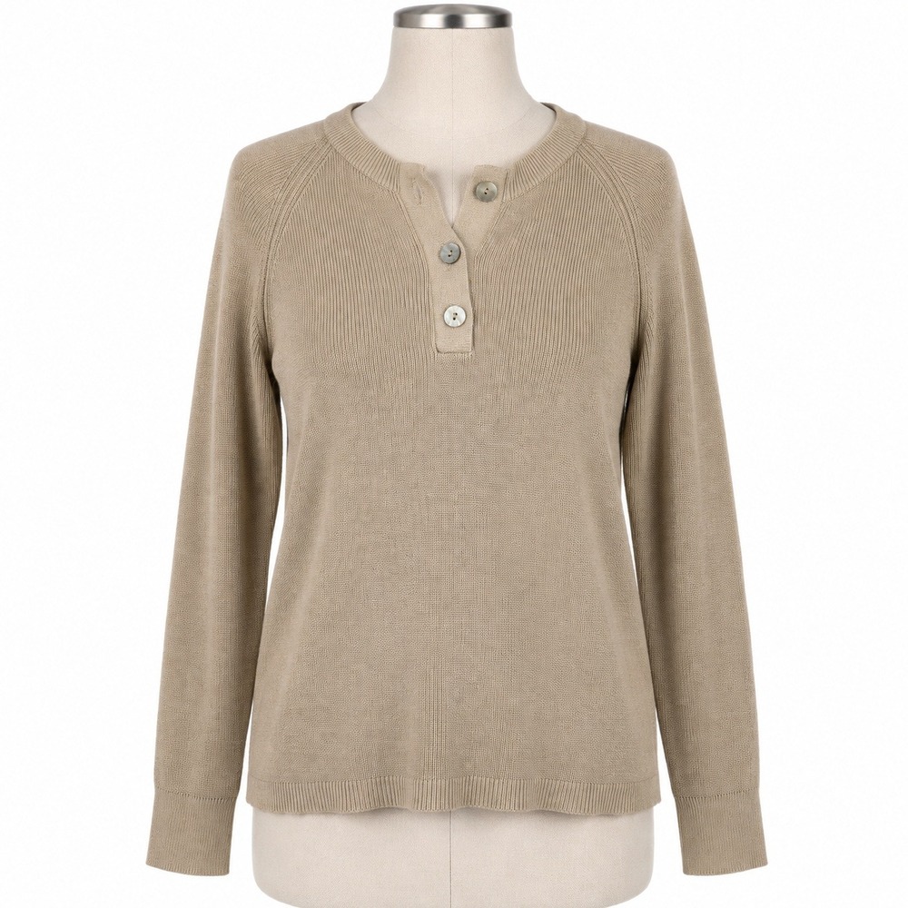 Rails Piper Women's XS Sand Henley Sweater Cotton Cashmere Raglan Knit Tan